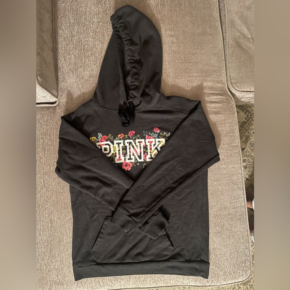 PINK Gray Flower Hoodie